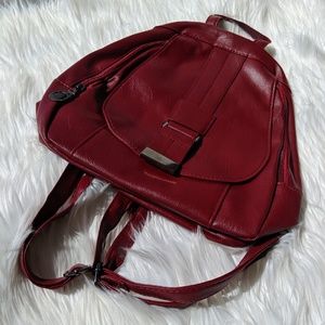 Miniature Cross Body Convertible Backpack Burgundy